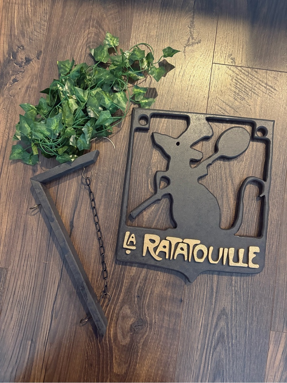 La Ratatouille Wood Wall Plaque - Black with Gold Lettering